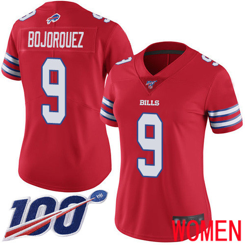 Women Buffalo Bills 9 Corey Bojorquez Limited Red Rush Vapor Untouchable 100th Season NFL Jersey